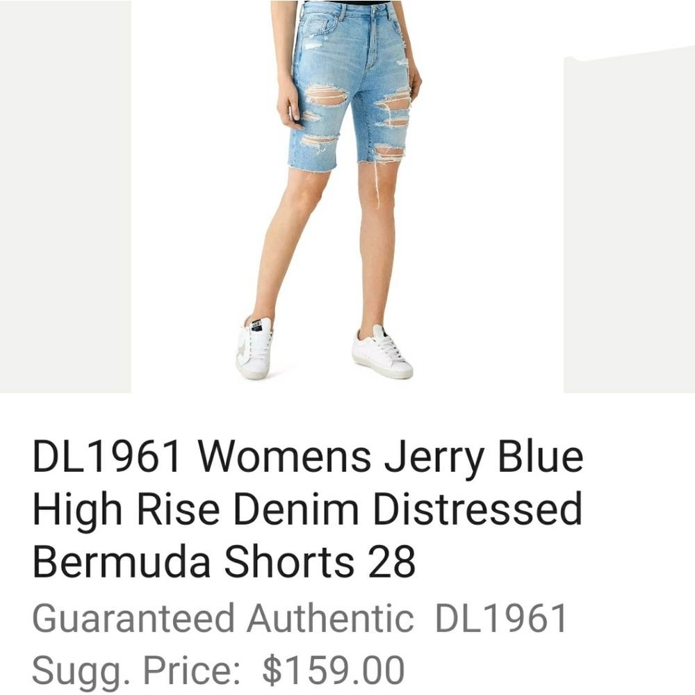 NWT DL1961 GABRIEL distressed destroyed denim bermuda shorts 28 5 6 - Picture 2 of 6